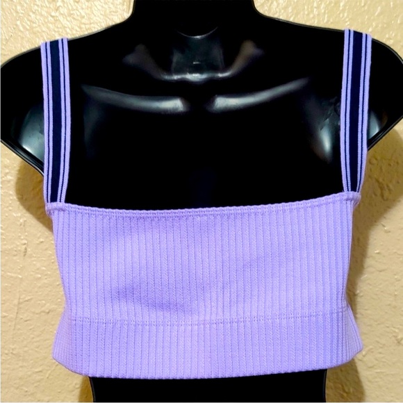 NWOT American Apparel Thick Rib Bralette in Lavender and Black Knit size XL - Picture 3 of 4